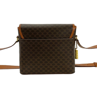 CELINE Shoulder Bag Leather, PVC Brown Macadam Blason Pattern Women