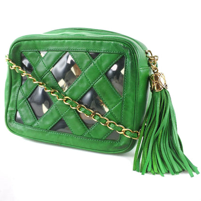 CHANEL Shoulder Bag lambskin Green fringe ChainShoulder Women