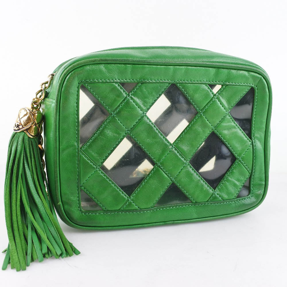 CHANEL Shoulder Bag lambskin Green fringe ChainShoulder Women