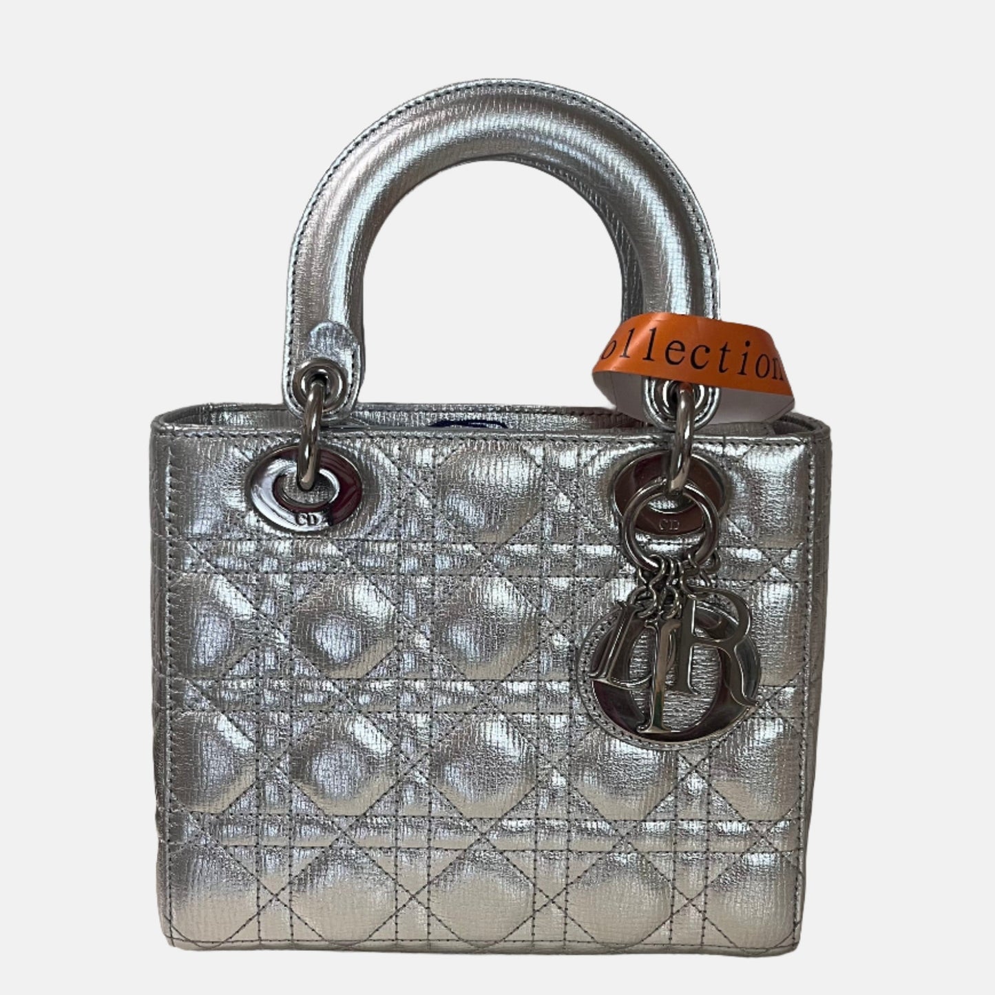 Lady Dior Small My Abcdior Cannage Leather Silver