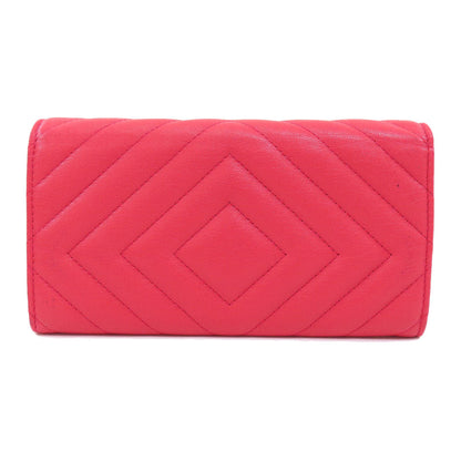 CHANEL Long Wallet Purse Calfskin pink Vstitch