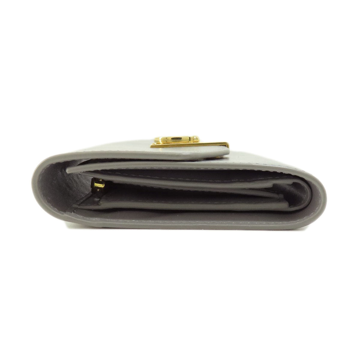 CELINE Bifold Wallet leather gray CMetal Women