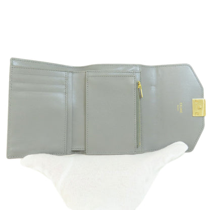CELINE Bifold Wallet leather gray CMetal Women