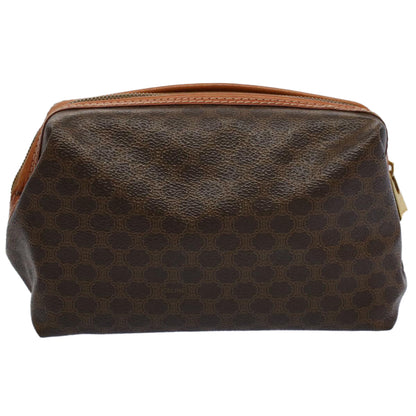 Luxury CELINE Macadam Canvas Pouch PVC Leather Brown  55629