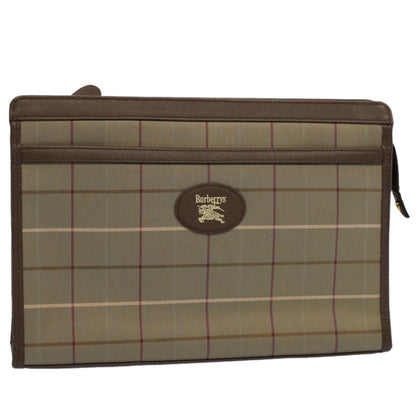 Luxury BurberrySs Nova Check Clutch Bag Nylon Canvas Green Auth 55670