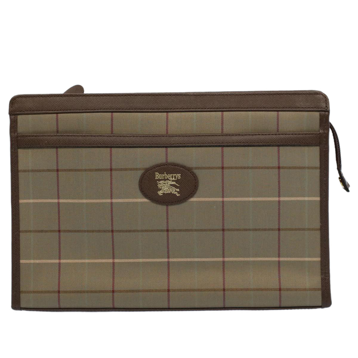 Luxury BurberrySs Nova Check Clutch Bag Nylon Canvas Green Auth 55670
