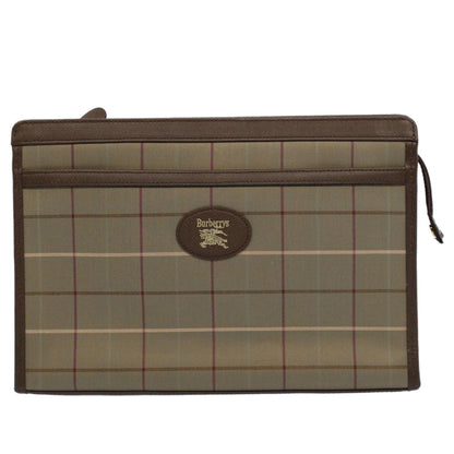 Luxury BurberrySs Nova Check Clutch Bag Nylon Canvas Green Auth 55670