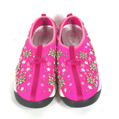 Dior sneakers mesh pink Bijou Rhinestone Flower Women 37.5