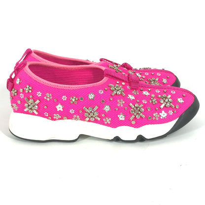 Dior sneakers mesh pink Bijou Rhinestone Flower Women 37.5