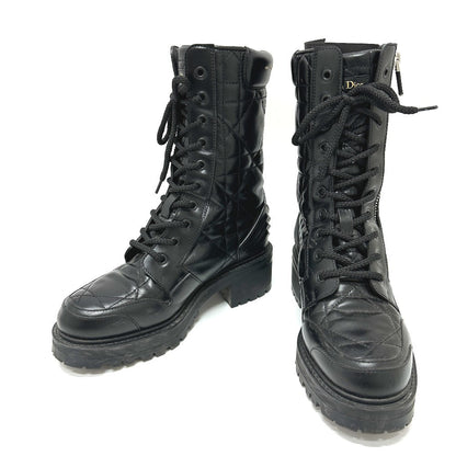 Dior boots leather black 21AW D-LEADER Cannage 36.5