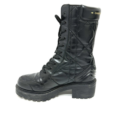 Dior boots leather black 21AW D-LEADER Cannage 36.5