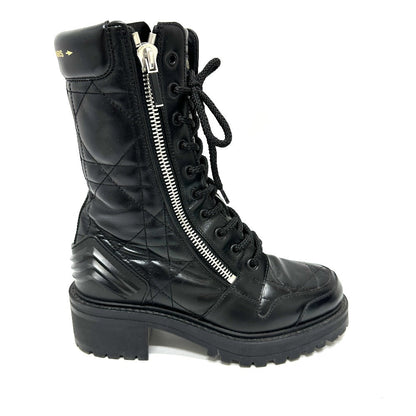 Dior boots leather black 21AW D-LEADER Cannage 36.5