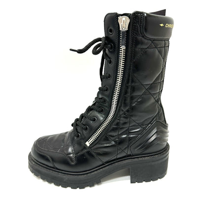 Dior boots leather black 21AW D-LEADER Cannage 36.5