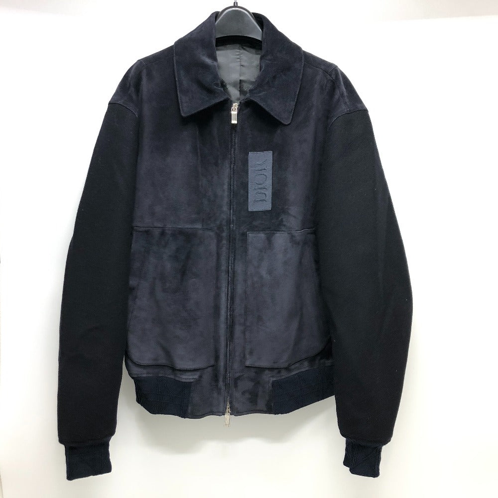 Dior Jacket 383L419A0686 Suede / leather Navy 23AW Tape Logo Suede mens 48