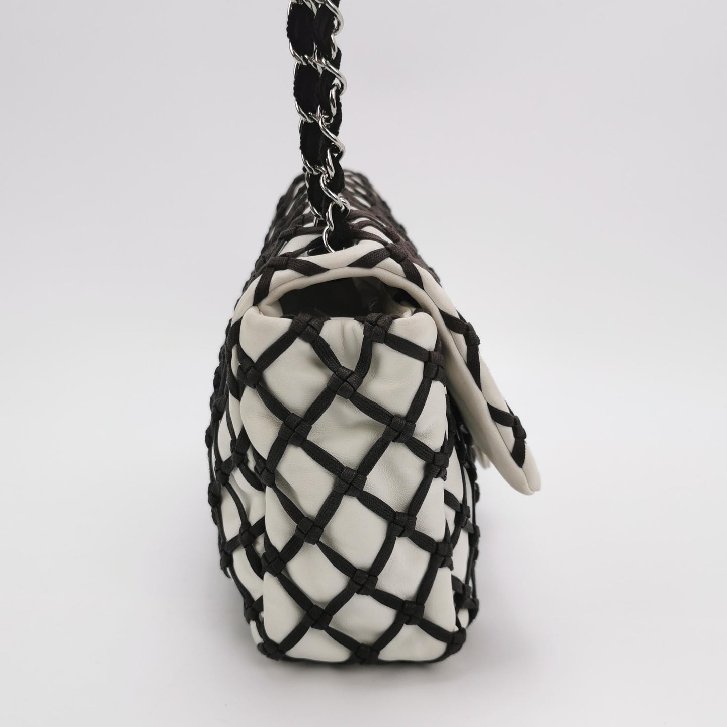 Chanel Lambskin Jumbo Canebiers Net Knots Flap White, 2011