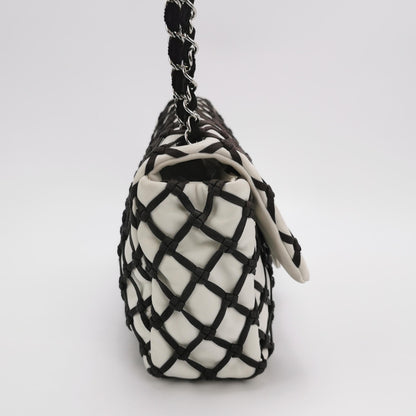 Chanel Lambskin Jumbo Canebiers Net Knots Flap White, 2011