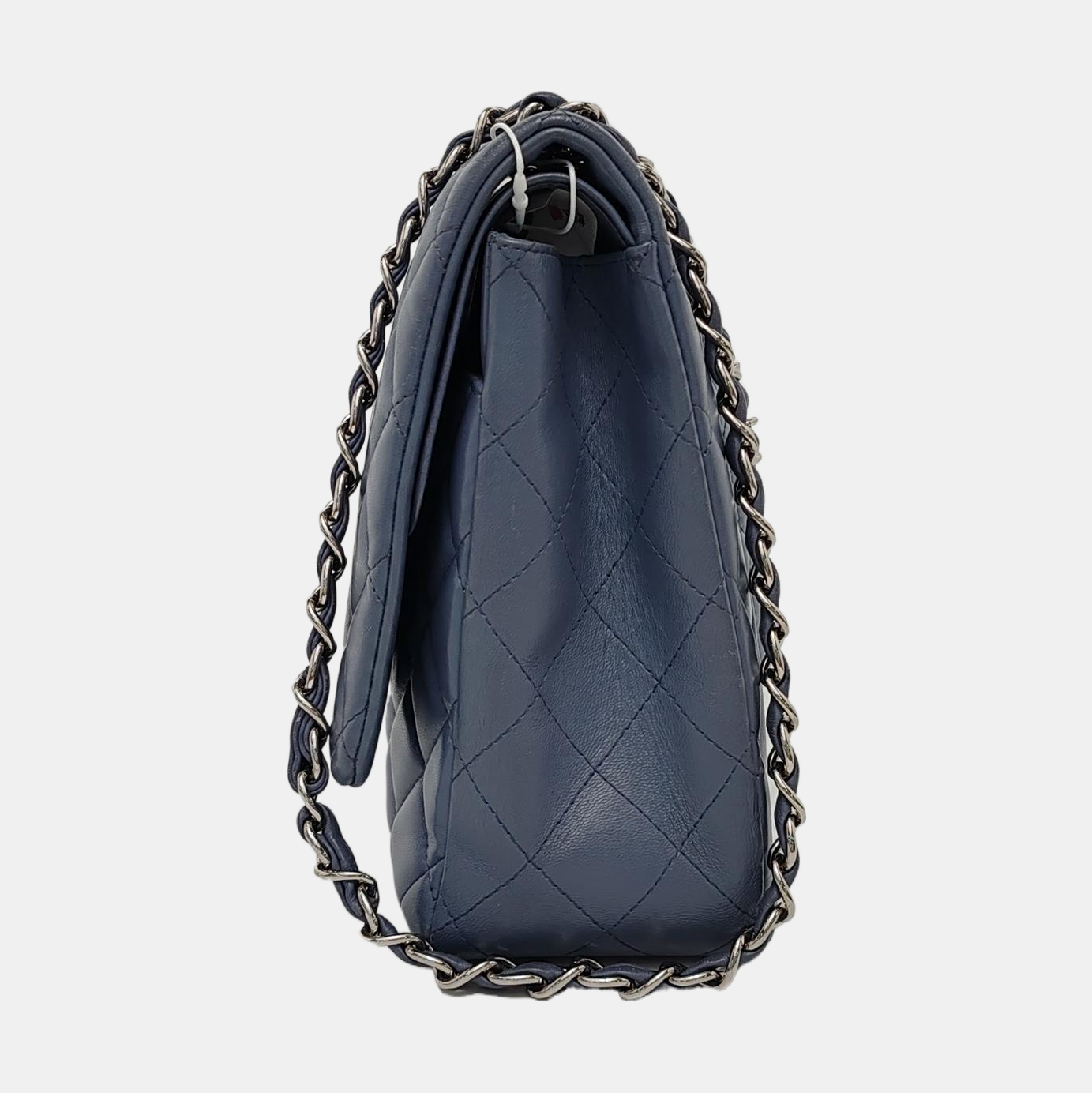 Chanel Classic Flap Maxi Misty Blue Lambskin Leather Double Flap with Silver-tone Hardware