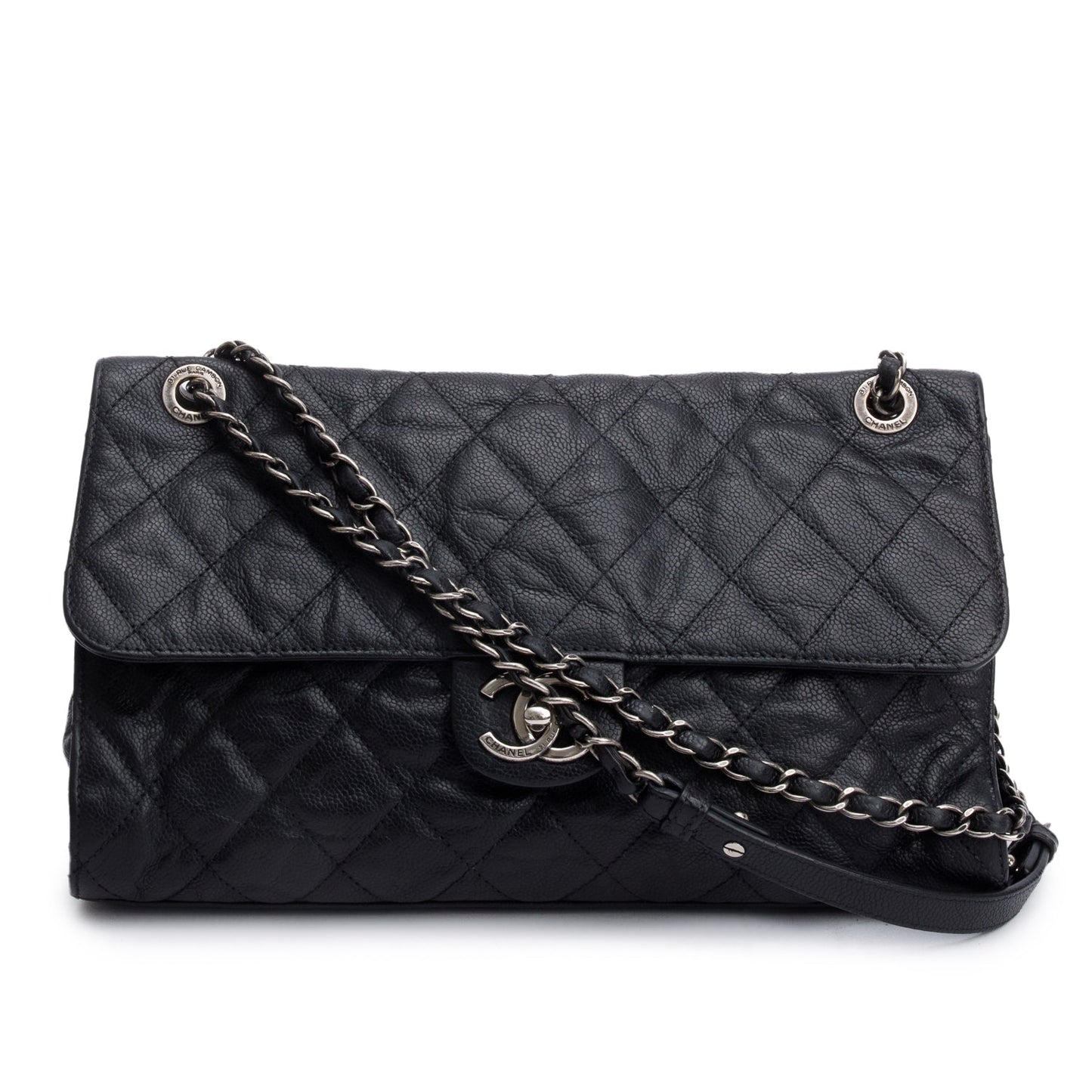 Chanel Black Caviar Leather Jumbo CC Crave Flap Bag