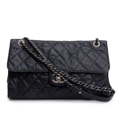 Chanel Black Caviar Leather Jumbo CC Crave Flap Bag