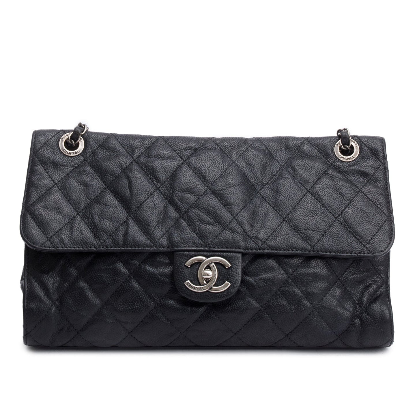 Chanel Black Caviar Leather Jumbo CC Crave Flap Bag