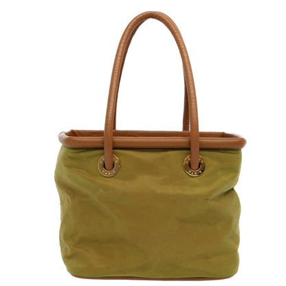 Luxury CELINE Hand Bag Nylon Leather Khaki  56308