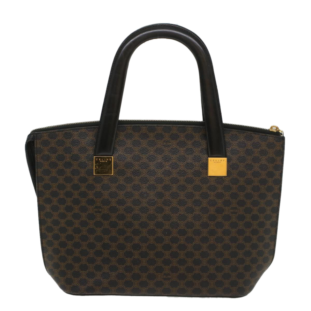Luxury CELINE Macadam Canvas Hand Bag PVC Leather Black Brown  56309