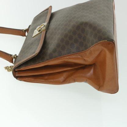Luxury CELINE Macadam Canvas Hand Bag PVC Leather Brown  56385