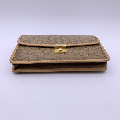 Luxury CELINE Vintage Beige Vinyl C Macadam Canvas Clutch Bag Purse