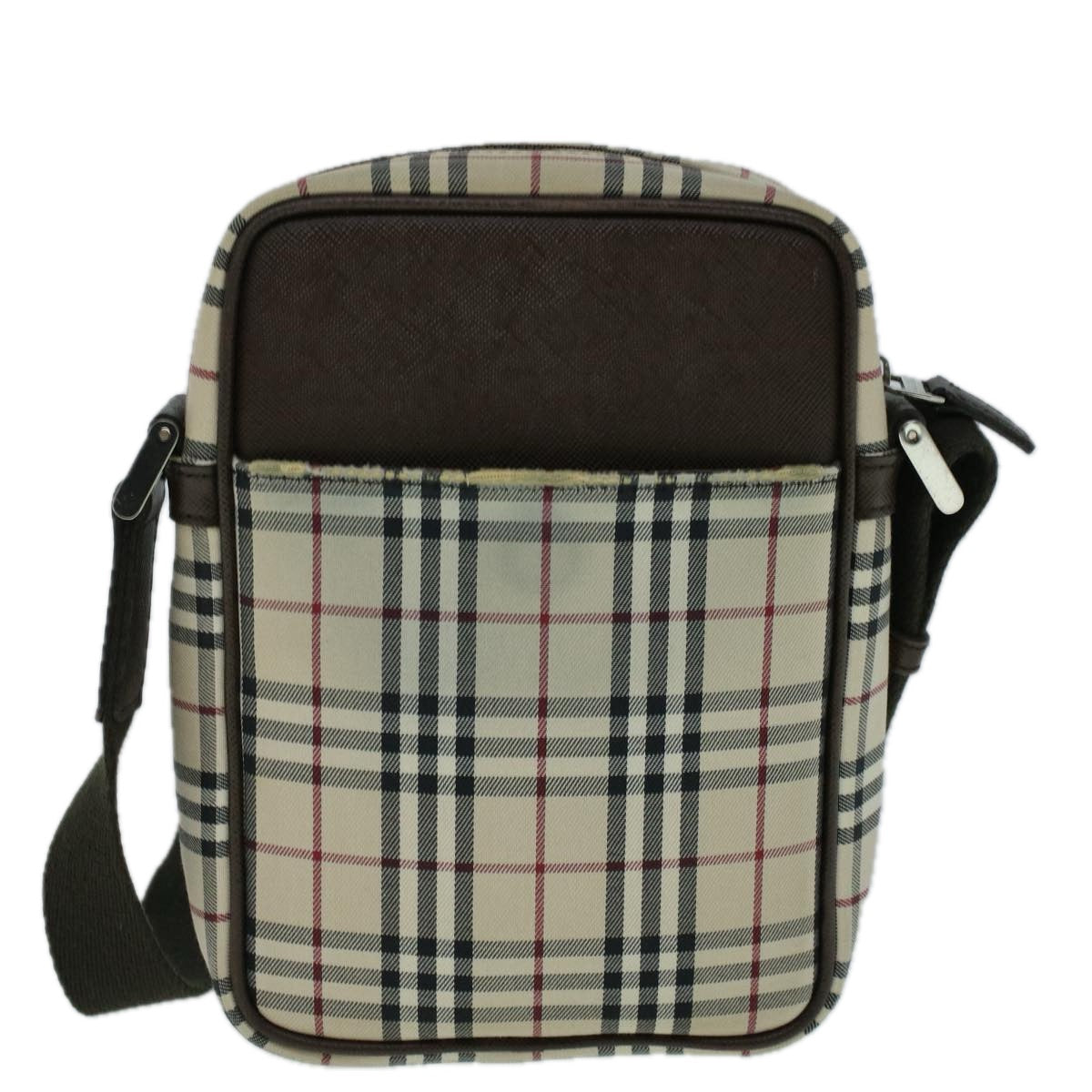 Luxury Burberry Nova Check Shoulder Bag Canvas Beige Brown Auth 56460