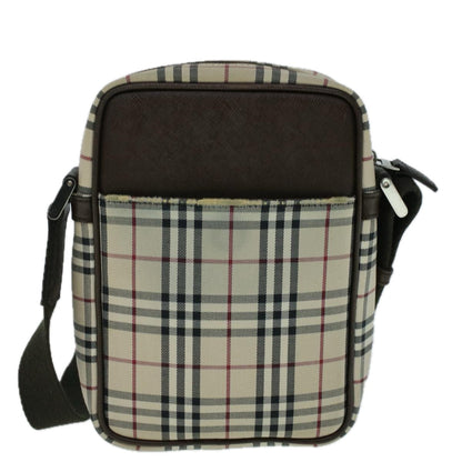 Luxury Burberry Nova Check Shoulder Bag Canvas Beige Brown Auth 56460