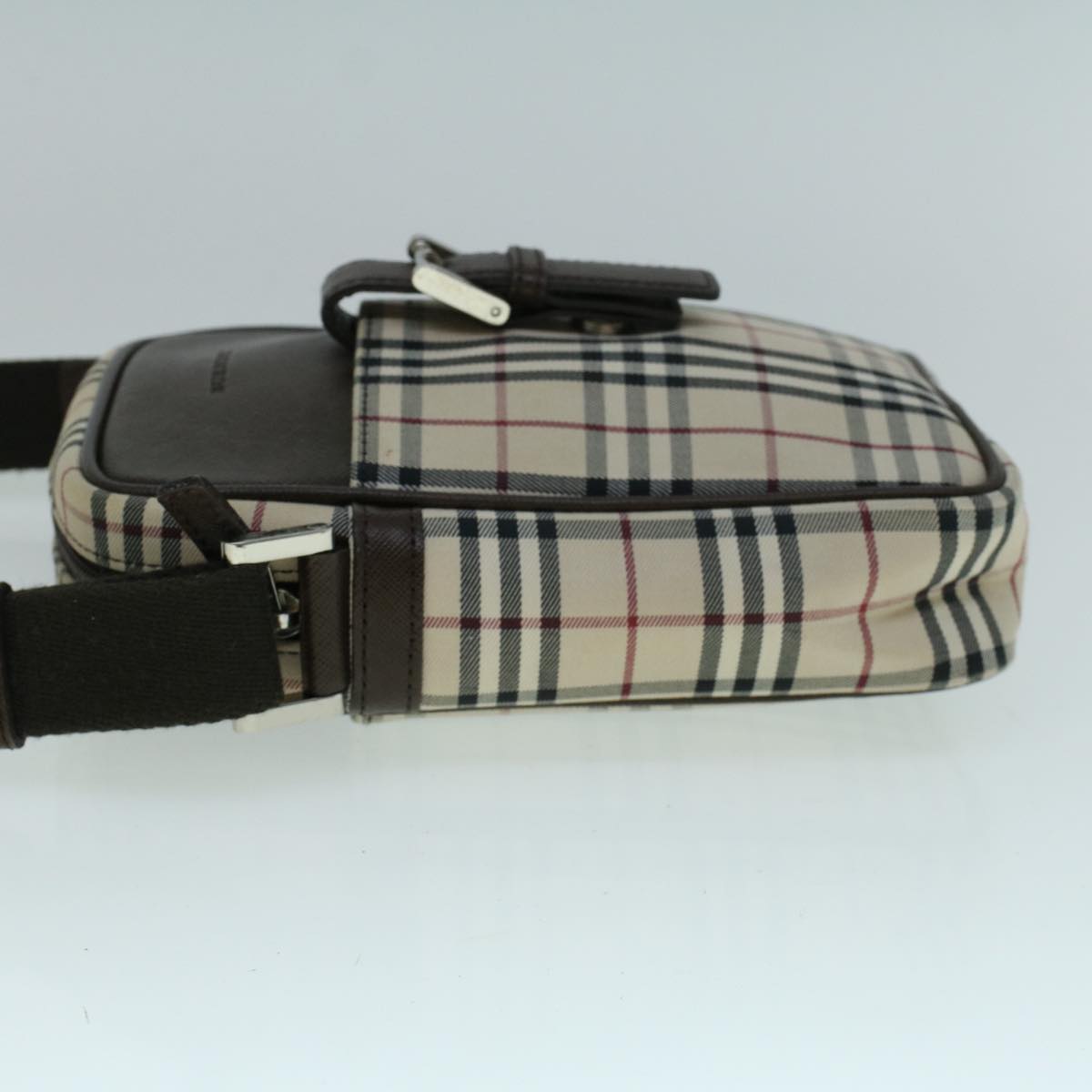 Luxury Burberry Nova Check Shoulder Bag Canvas Beige Brown Auth 56460