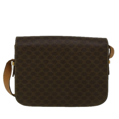 Luxury CELINE Macadam Canvas Horse Carriage Shoulder Bag PVC Leather Brown  56467