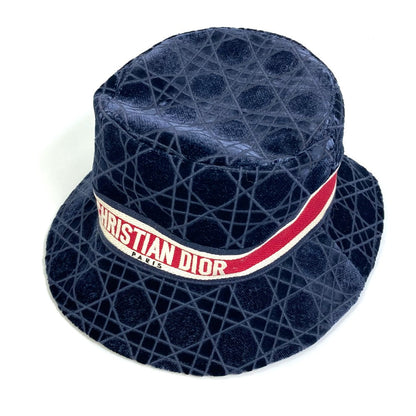 Dior hat 15CAN923X134 Cotton / Silk / Viscose Polyester Navy 21AW Velor Canage logo bob unisex(Unisex) 57