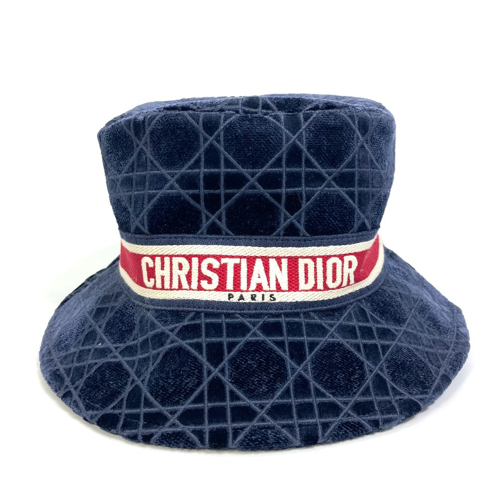 Dior hat 15CAN923X134 Cotton / Silk / Viscose Polyester Navy 21AW Velor Canage logo bob unisex(Unisex) 57