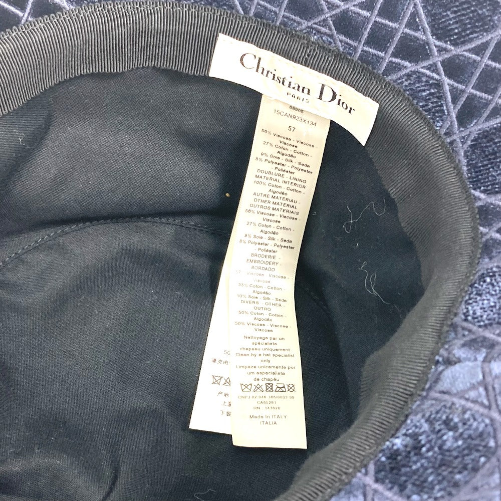 Dior hat 15CAN923X134 Cotton / Silk / Viscose Polyester Navy 21AW Velor Canage logo bob unisex(Unisex) 57