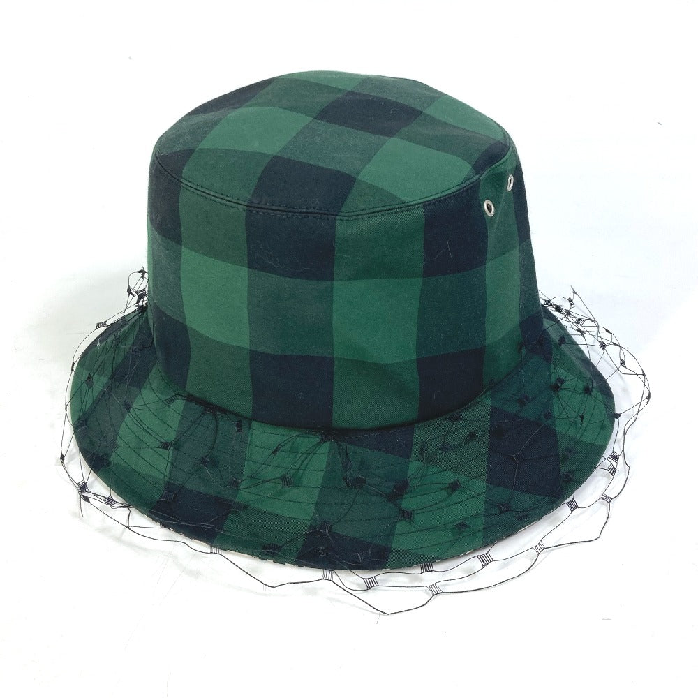 Dior hat 95TDD923G142 Polyester / Cotton green Oblique Veiled bob hat with checked tulle Women 57