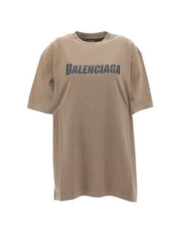 Luxury Balenciaga Trending 2025 Logo Print Short Sleeve T-Shirt Taupe