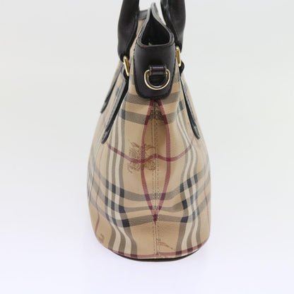 Luxury Burberry Nova Check Shoulder Bag PVC Leather 2way Beige Black Auth 56661