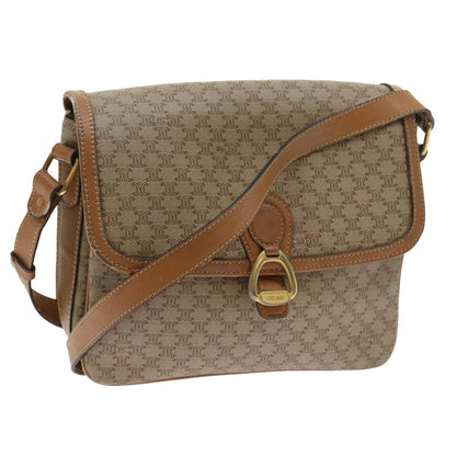 Luxury CELINE Macadam Canvas Shoulder Bag Beige  56701