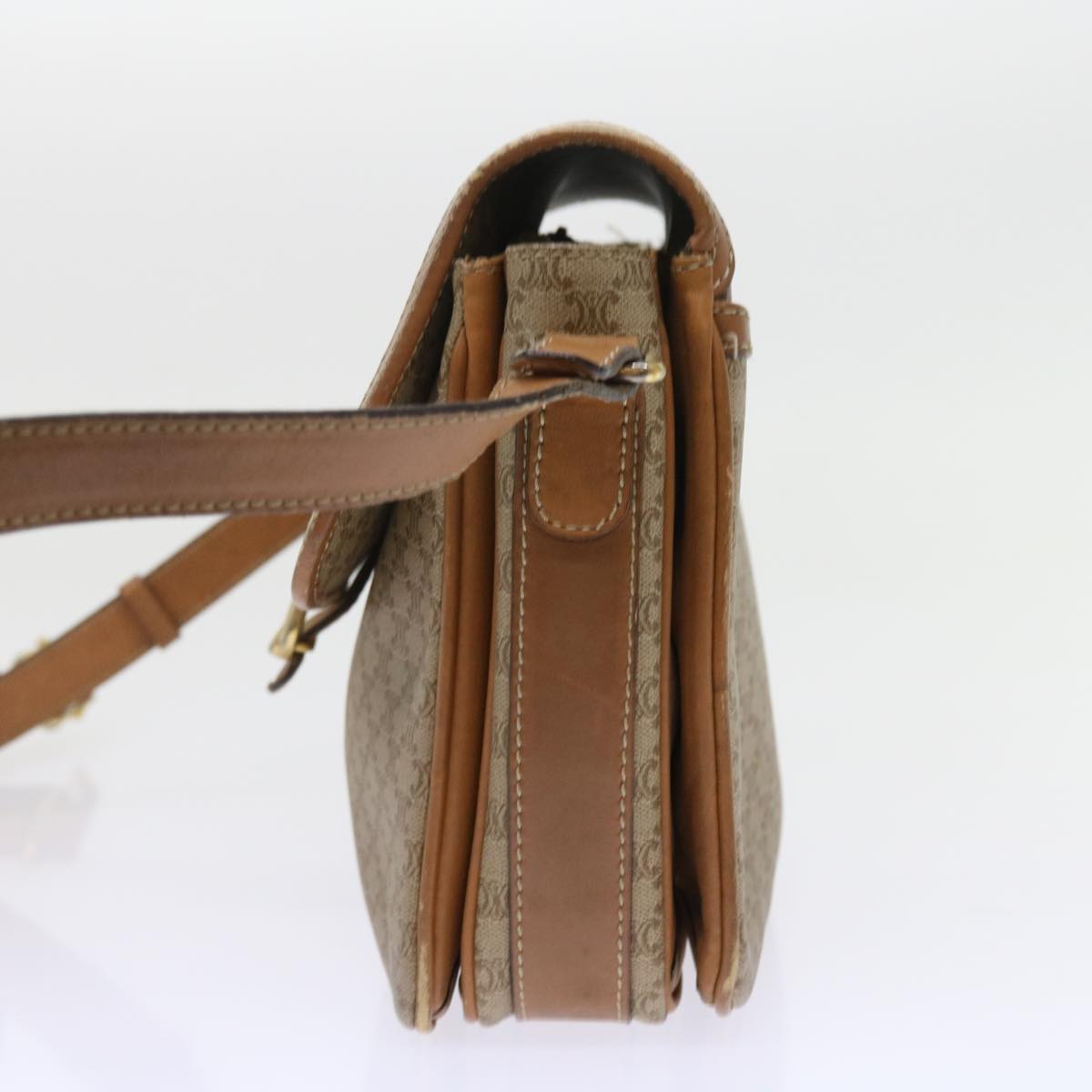 Luxury CELINE Macadam Canvas Shoulder Bag Beige  56701