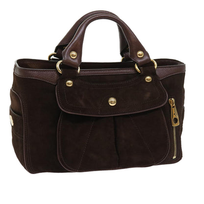 Luxury CELINE Hand Bag Suede Leather Brown  56762