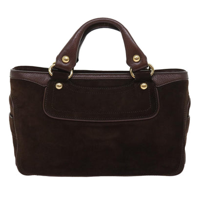 Luxury CELINE Hand Bag Suede Leather Brown  56762
