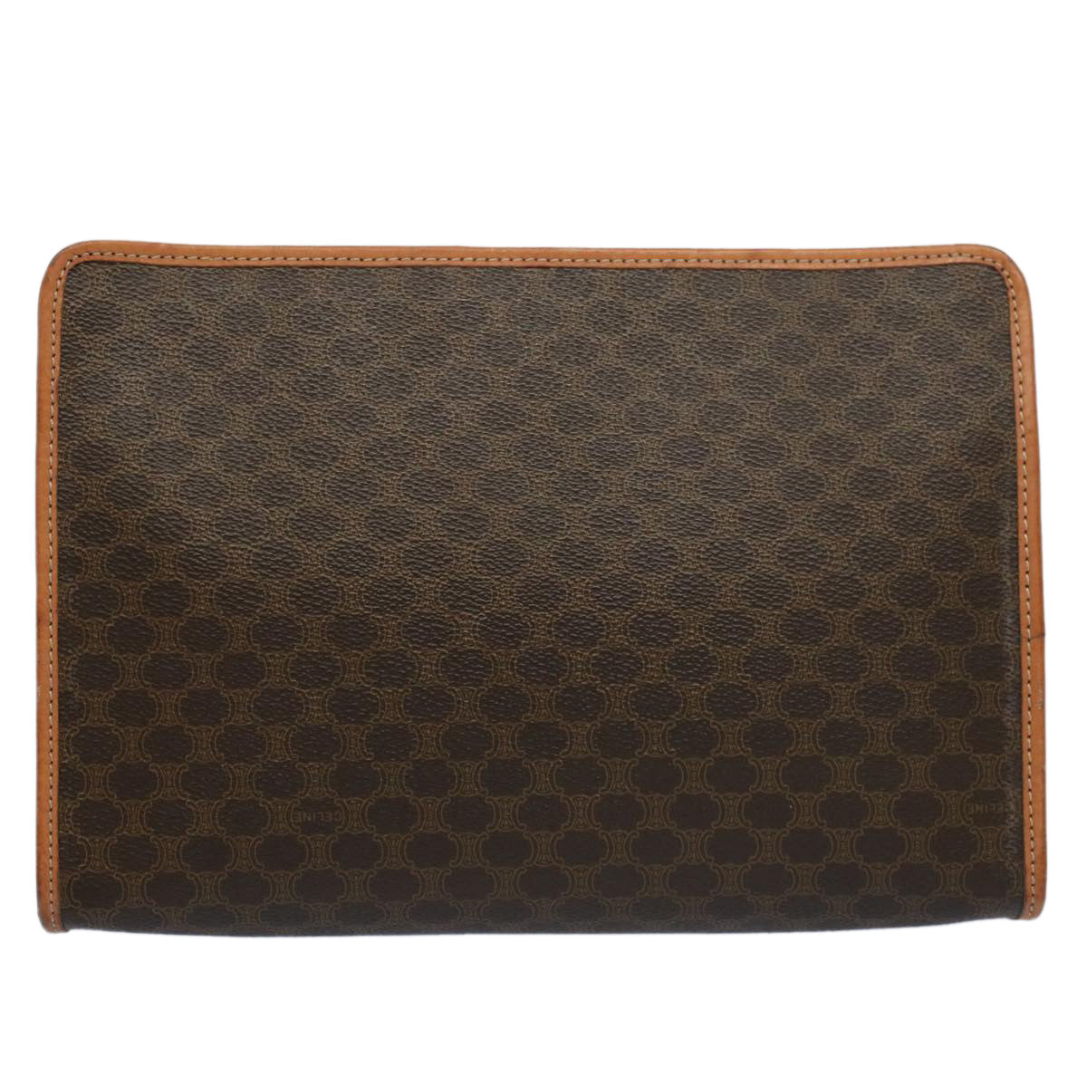 Luxury CELINE Macadam Canvas Clutch Bag PVC Leather Brown  56781