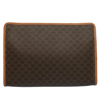 Luxury CELINE Macadam Canvas Clutch Bag PVC Leather Brown  56781