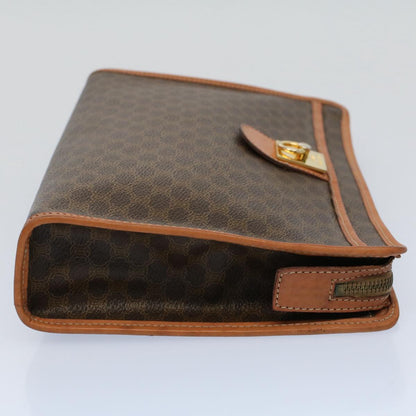 Luxury CELINE Macadam Canvas Clutch Bag PVC Leather Brown  56781