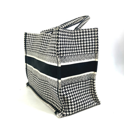 Dior Tote Bag M1296ZTQT_M911 canvas black Houndstooth Book Tote Medium Logo Women