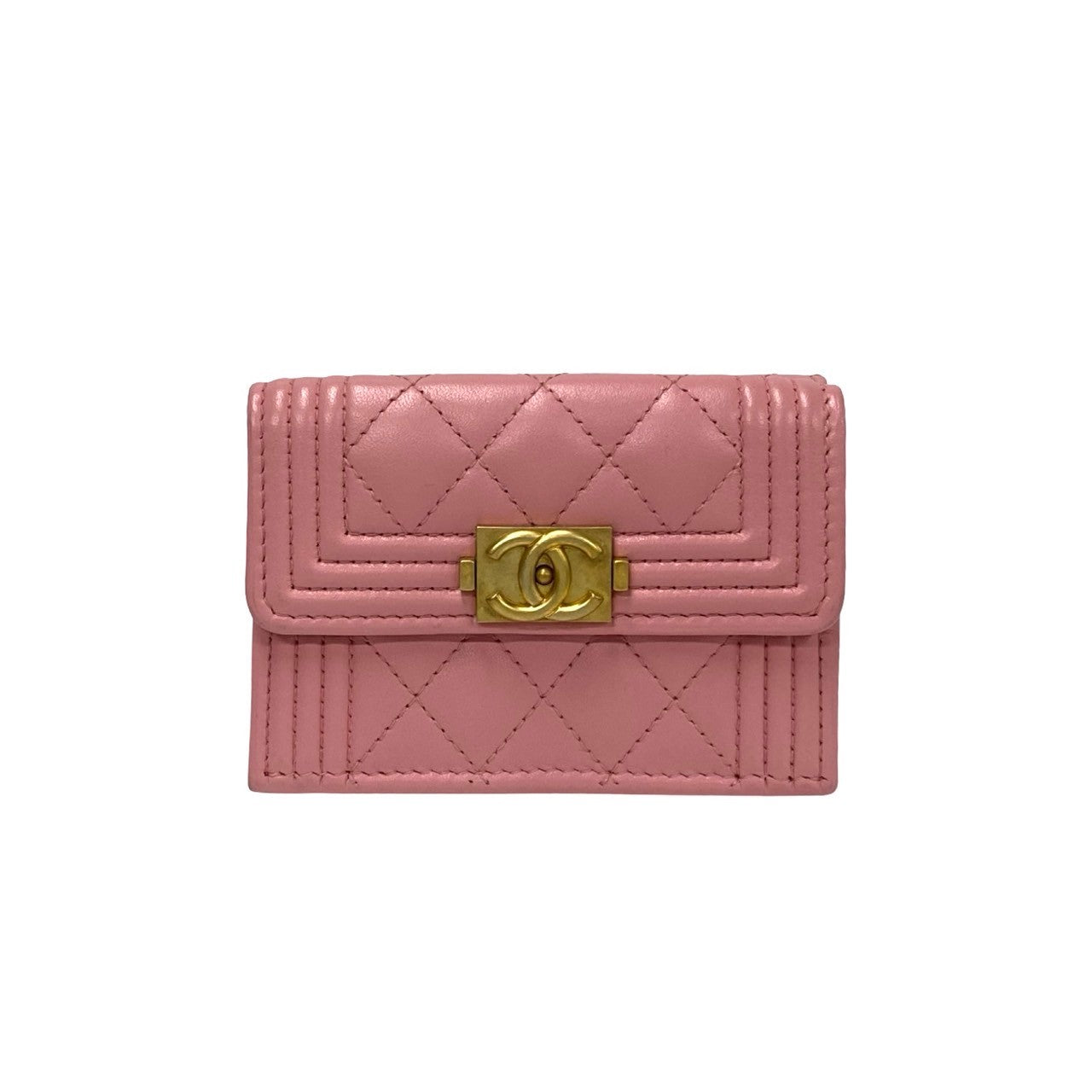 CHANEL Tri-fold wallet lambskin pink COCO Mark Boy chanel Women