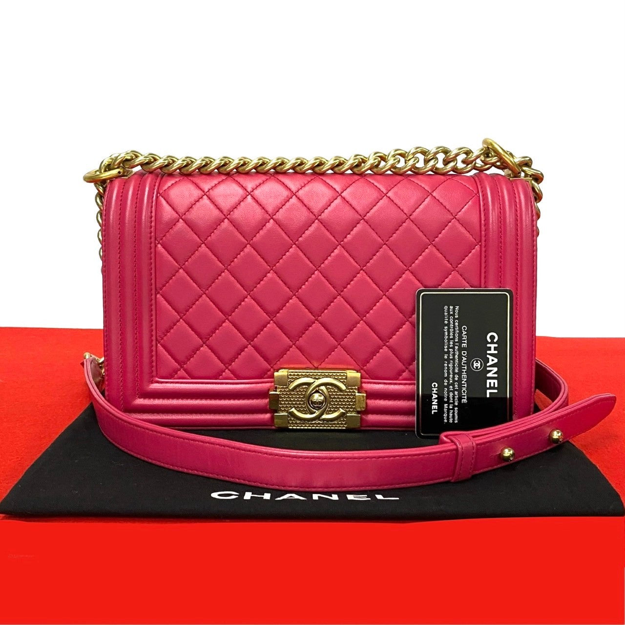 CHANEL Shoulder Bag lambskin pink COCO Mark Boy chanel Women