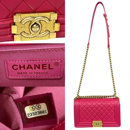 CHANEL Shoulder Bag lambskin pink COCO Mark Boy chanel Women