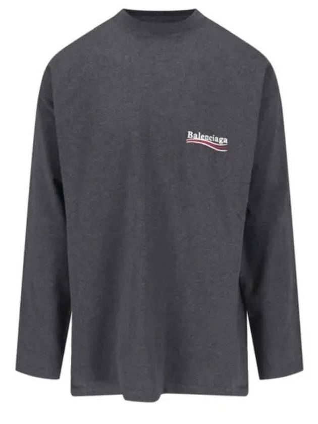 Luxury Balenciaga Trending 2025 Embroidered Logo Cotton Long Sleeve T-Shirt Grey